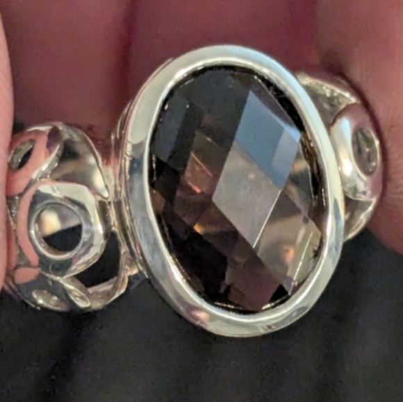 925 Solid Sterling Silver Smokey Quartz Ring Size 9 - Picture 8 of 9